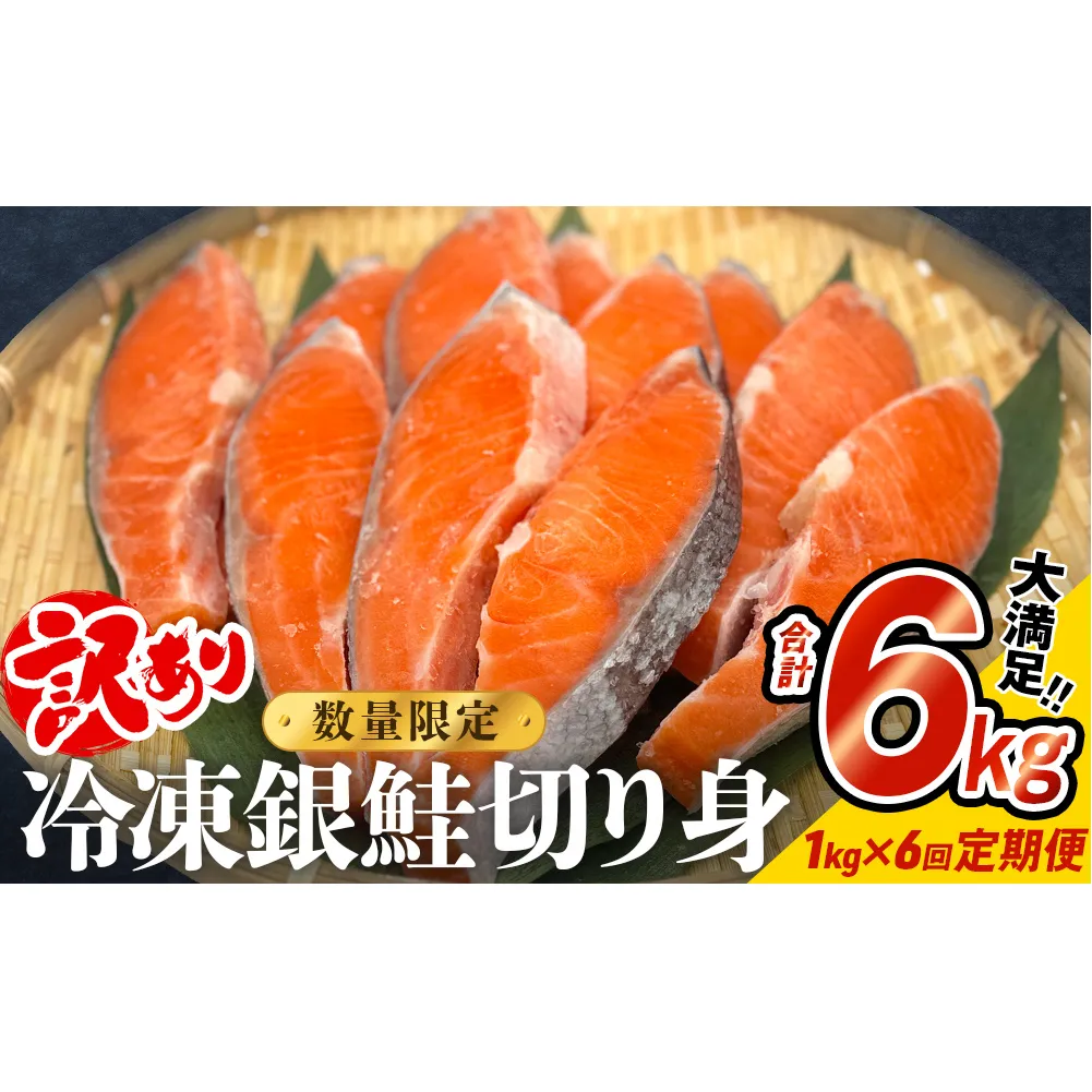 【訳あり】冷凍 銀鮭 切り身 1kg × 6回 定期便 鮭 切り身 銀鮭 冷凍 切身 さけ サケ 鮭切身 シャケ 鮭切り身 訳アリ おかず 鮭切り身 サーモン 塩鮭 鮭切り身 焼き魚 和食 魚 宮城東洋 海鮮 規格外 不揃い宮城県 石巻 石巻市