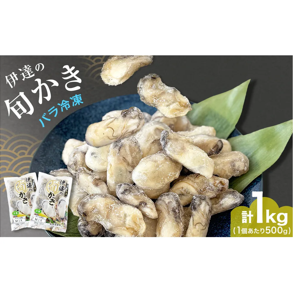 伊達の旬かき 1kg ( 500g × 2個 ) 加熱用 牡蠣 かき カキ むき身 貝 海鮮 魚介 魚介類 宮城県産 新鮮 バラ冷凍 宮城県 石巻市