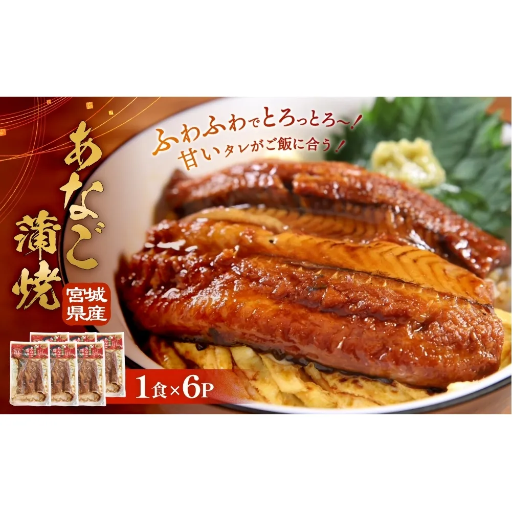宮城県産 あなご 蒲焼 （1食）6パック入 冷凍 小分け 穴子 アナゴ 蒲焼き 魚 お魚 丼 寿司 おかず