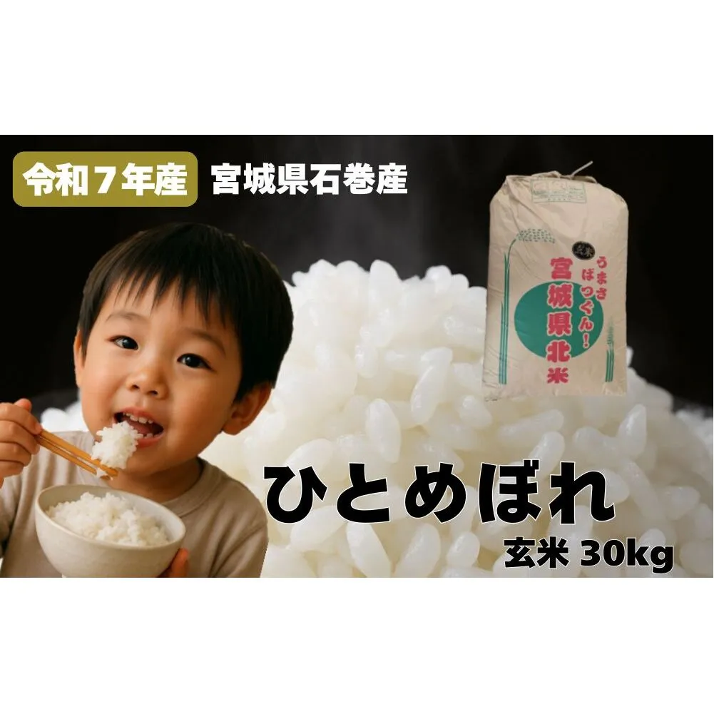 米 ひとめぼれ 玄米 30kg 令和7年産 ヒトメボレ お米 ごはん ご飯 30キロ 産地直送 米処 美味しい おこめ こめ さっぱり 防災減災