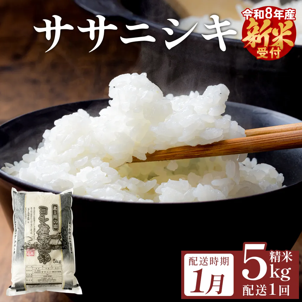 【1月配送】 米 令和8年産 ササニシキ 精米 5kg 単品 新米 こめ コメ お米 ご飯 白米 ささにしき