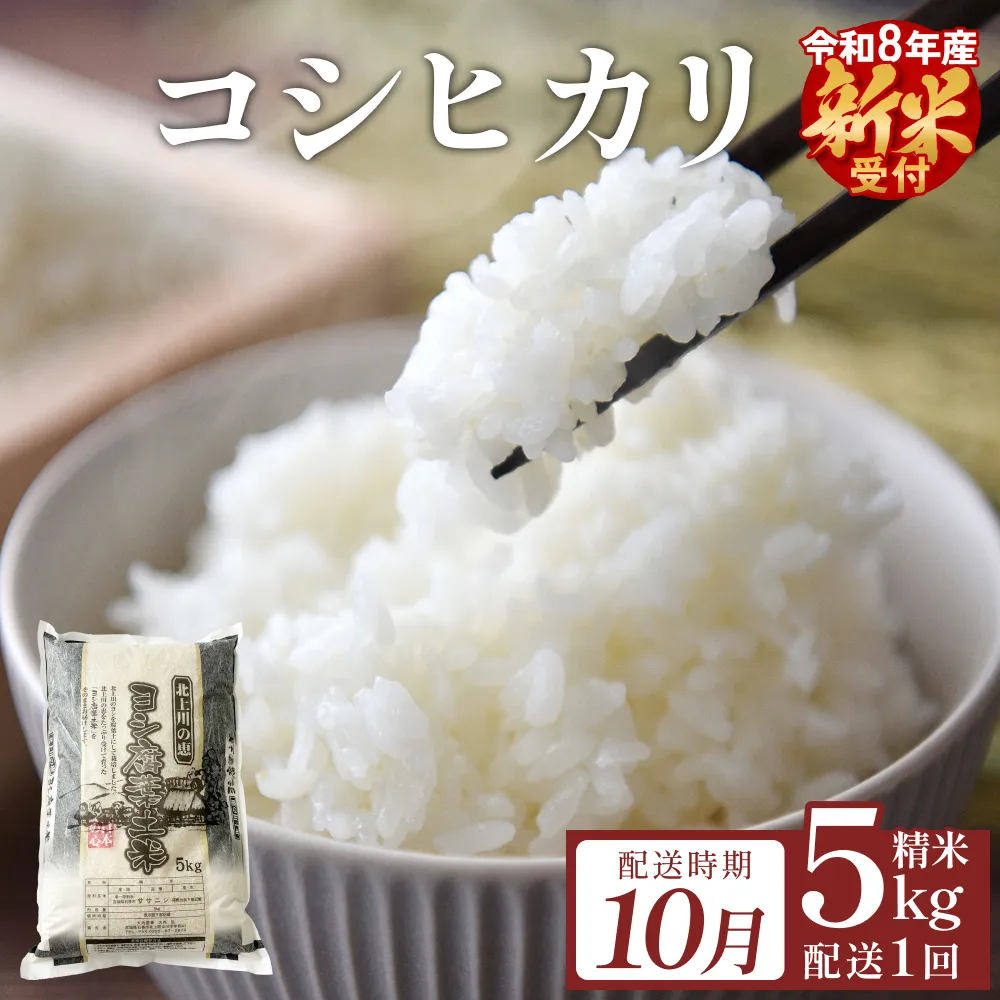 【10月配送】 ＜先行予約＞ 米 令和8年産 コシヒカリ 精米 5kg 単品 新米 こめ コメ お米 ご飯 白米 こしひかり