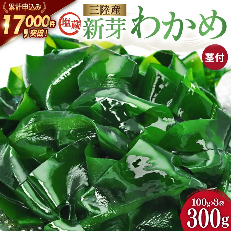 【漁師さんからのおすそわけ】新芽わかめ 300g(約100g×3袋) [かわむら家 宮城県 気仙沼市 20564375] わかめ ワカメ 若芽 海藻 国産 三陸 味噌汁 小分け 三陸わかめ