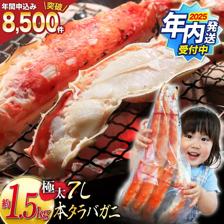 【2025 年内配送】 本 タラバガニ 脚 ボイル済 約1.5kg 極太7Lサイズ [カネダイ 宮城県 気仙沼市 20564326] カニ かに 蟹 たらばがに たらば蟹 タラバ蟹 たらば タラバ ボイル