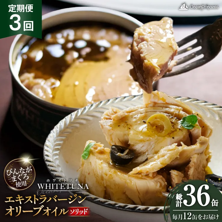 定期便 3回 OceanPrincess WHITETUNA オリーブオイルソリッド 12缶 [モンマルシェ 宮城県 気仙沼市 20566219] 缶詰 オリーブオイル オリーブ ツナフレーク ツナ缶 ツナ 缶詰め かんづめ 熟成 マグロ 簡単調理 高級 保存食 常備 常温 オーシャンプリンセス