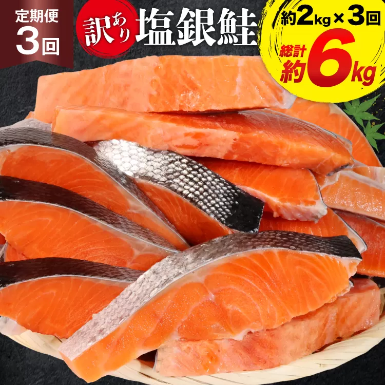 定期便 《3ヶ月連続お届け》 訳あり 銀鮭 切身 約2kg×3回 計6kg [宮城東洋 宮城県 気仙沼市 20564481] 鮭 海鮮 規格外 不揃い さけ サケ 鮭切身 シャケ 切り身 冷凍 家庭用 訳アリ おかず 弁当 支援 事業者支援