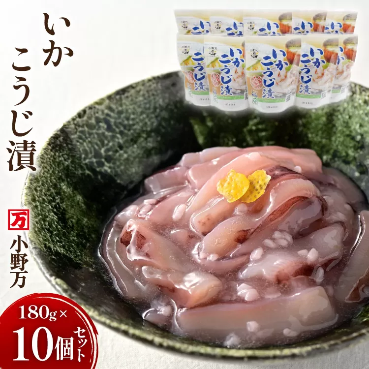 いかこうじ漬 180g 10個セット 【ご飯のお供に、酒の肴に】 [小野万 宮城県 気仙沼市 20564596] 魚 魚介類 いか イカ 冷蔵 酒の肴 おつまみ ご飯のお供 おかず 珍味 こうじ漬 麹漬け
