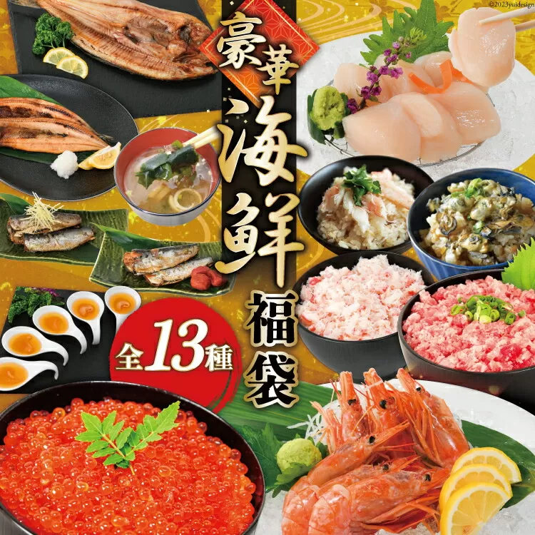 豪華 海鮮福袋 全13種 [カネダイ 宮城県 気仙沼市 20564346] 海鮮 魚介類 福袋 いくら ホタテ ほたて カニ かに ズワイガニ フカヒレ 魚介 魚 詰め合わせ 冷凍