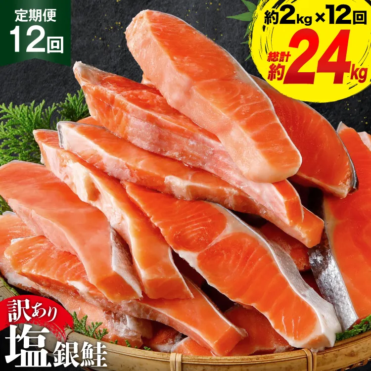 定期便 《12ヶ月連続お届け》 訳あり 銀鮭 切身 約2kg×12回 計24kg [宮城東洋 宮城県 気仙沼市 20564464] 鮭 海鮮 規格外 不揃い さけ サケ 鮭切身 シャケ 切り身 冷凍 家庭用 訳アリ おかず 弁当 支援 事業者支援