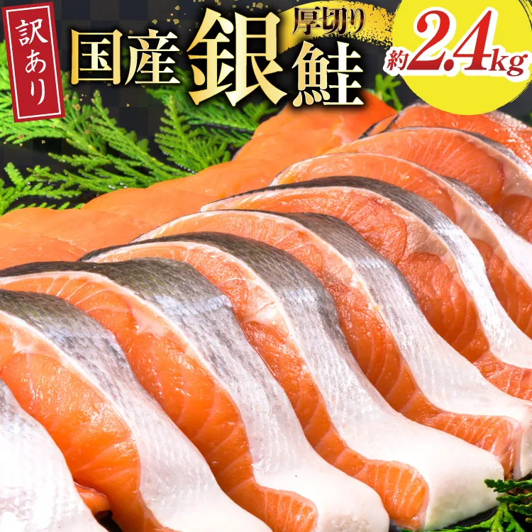 訳あり 国産 減塩 厚切り 塩銀鮭 切身 計 2.4kg [足利本店 宮城県 気仙沼市 20566369] サーモン 鮭 さけ サケ シャケ 魚 海鮮 魚介 甘塩味 規格外 不揃い 鮭切身 切り身 簡易包装 家庭用 訳アリ 冷凍 塩分控えめ 無添加