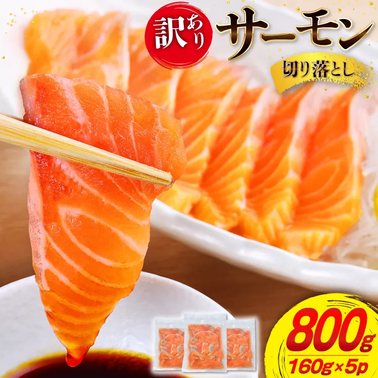 訳あり サーモン 切り落とし おさしみ用 800g 160g x5p [足利本店 宮城県 気仙沼市 20565988] 魚 魚介類 鮭 お刺し身 刺し身 刺身 個包装 チリ銀鮭 銀鮭 海鮮 海鮮丼 魚介