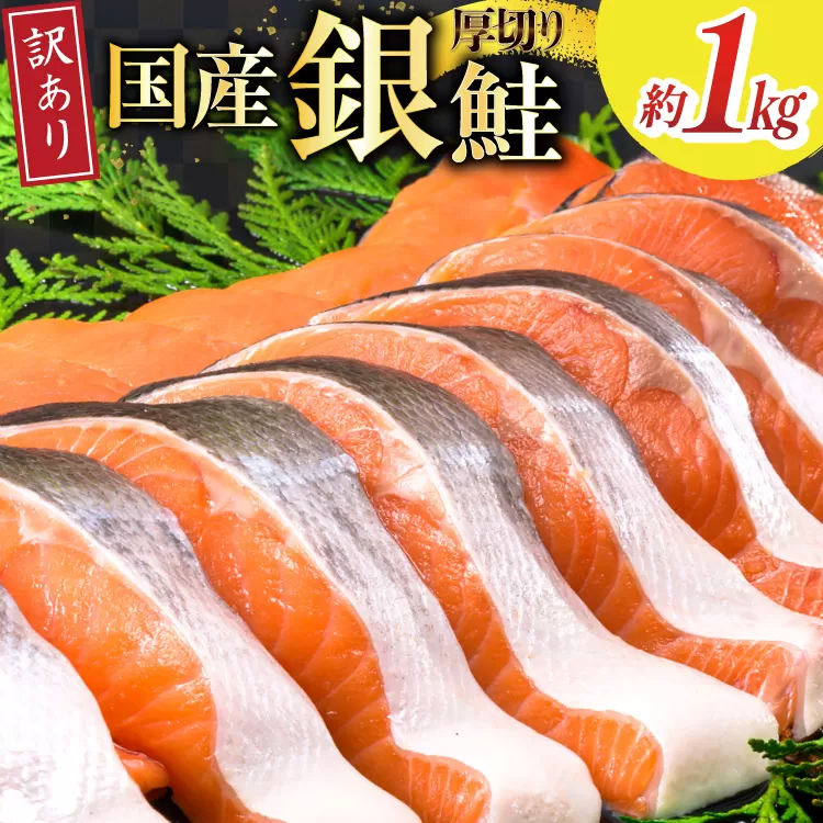 訳あり 国産 減塩 厚切り 塩銀鮭 切身 計 1kg [足利本店 宮城県 気仙沼市 20565949] サーモン 鮭 さけ サケ シャケ 魚 海鮮 魚介 甘塩味 規格外 不揃い 鮭切身 切り身 個包装 家庭用 訳アリ 塩分控えめ 無添加 冷凍