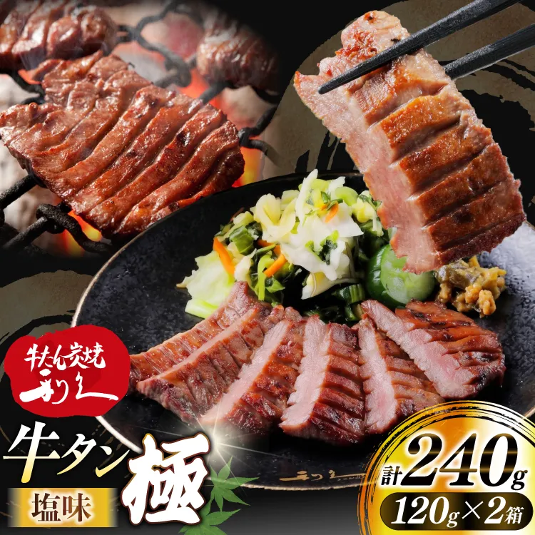 牛たん 炭焼 利久 牛たん極 (塩味) 2個 セット [利久 宮城県 気仙沼市 20566130] 牛タン 牛 肉 牛肉 タン 焼肉 キャンプ アウトドア バーベキュー BBQ 牛タン塩 牛たん塩 冷凍 小分け 個包装