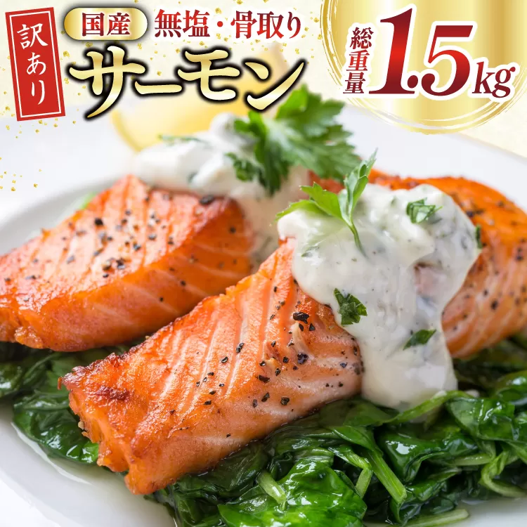 訳あり 国産 骨取り 銀鮭 切身 計1.5kg 無添加 無塩 [足利本店 宮城県 気仙沼市 20565639] サーモン 訳アリ わけあり 鮭 しゃけ サケ さけ 骨なし 訳あり銀鮭 加熱用