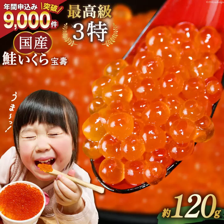 【TVで紹介！】最高級3特 国産 味付 いくら 宝壽 醤油漬 120g×1 [かわむら家 宮城県 気仙沼市 20565080] イクラ 海鮮 魚介類 醤油漬け 鮭いくら