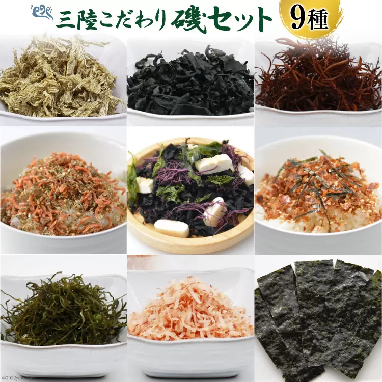 三陸 こだわり磯セット 9種類 [豊洋海産流通 宮城県 気仙沼市 20563646] 味付のり めかぶ とろろ昆布 ふのり ふりかけ 塩蔵 わかめ 食べ比べ 詰め合わせ 