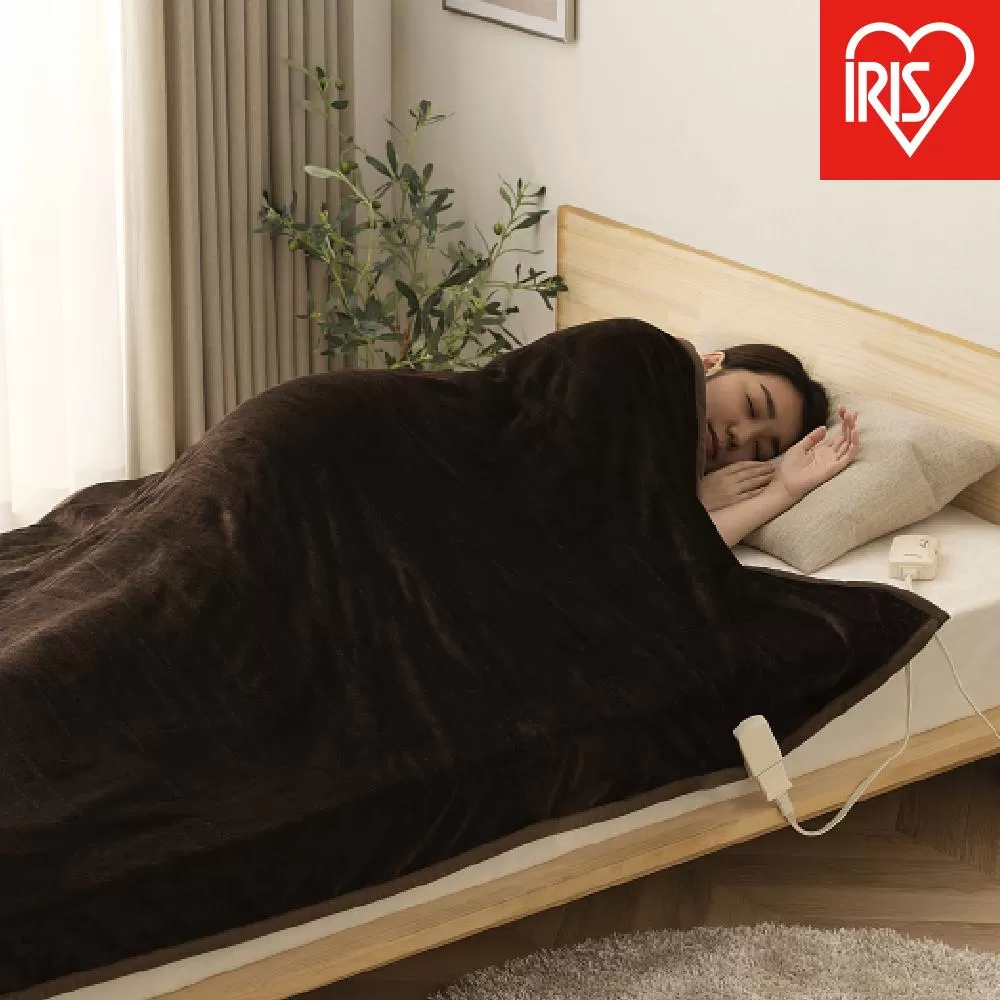 電気毛布 掛け敷き 130×188cm EHB-FR1813B-DT ダークブラウン アイリスオーヤマ｜室温センサー 洗える 省エネ 寝室 節電 抗菌 防寒 ダニ対策