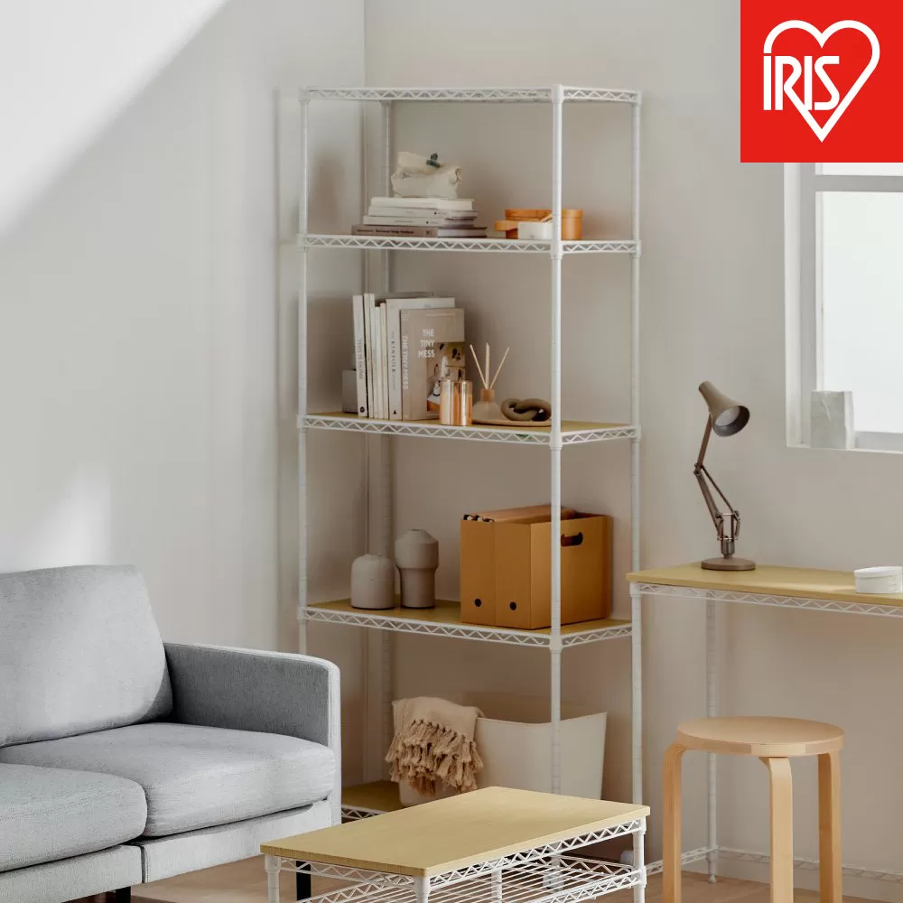 カラーメタルラック ウッドボード付き CMM-75185B ホワイト