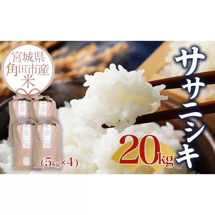 【先行予約】宮城県角田市産米【令和7年産】ササニシキ 20kg（5kg×4）【10月中旬より順次発送】