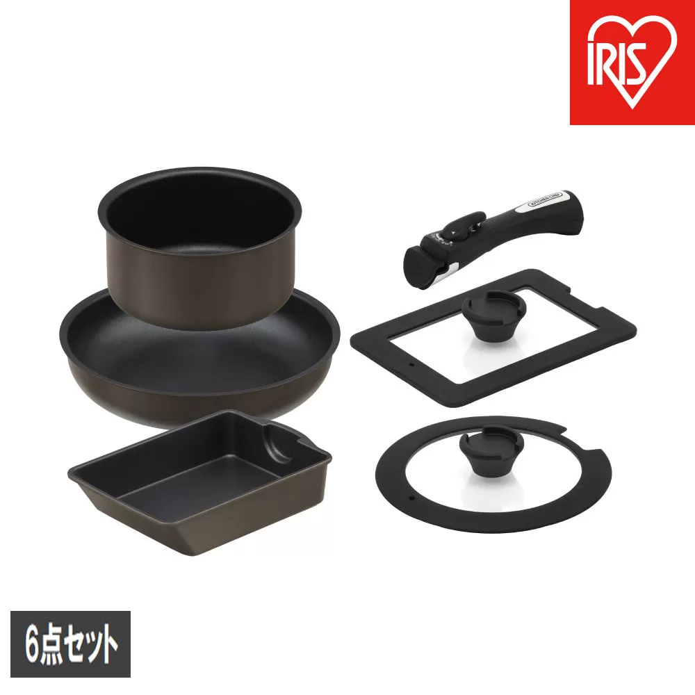 ダイヤモンドコートパン
マルチエッグパン入り６点セット　ＩＨガス火対応 MEGI-6S ブラウンメタリック