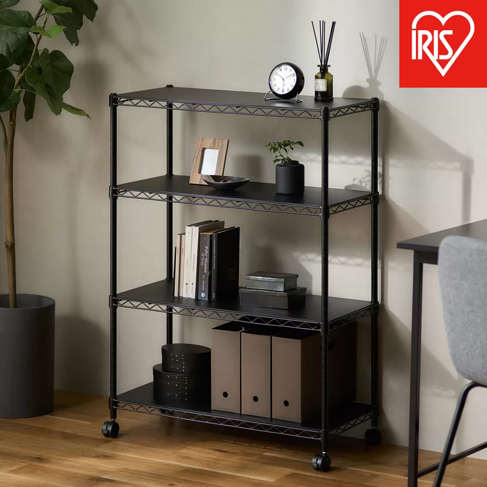 カラーメタルラック ウッドボード付き CMM-75104B ブラック