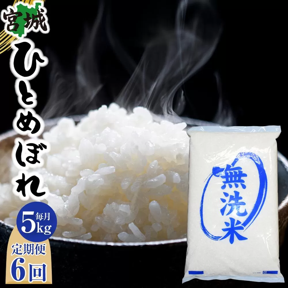 【6回定期便】宮城県産ひとめぼれ【無洗米】　5kg×1袋