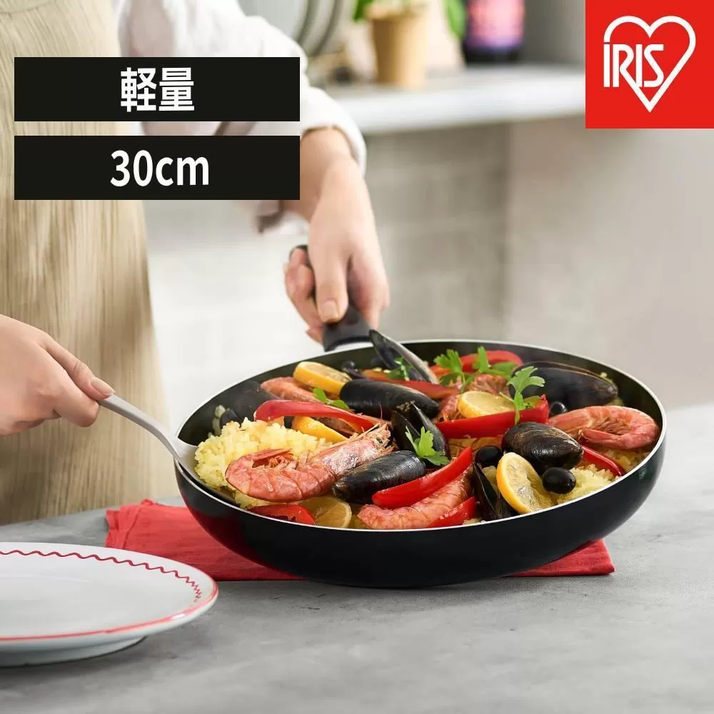 フライパン 軽量フライパンガス火対応３０ｃｍ VLG-F30 ブラック