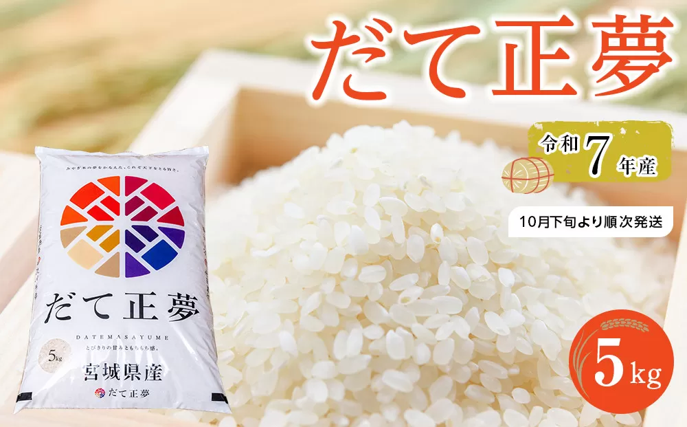 【先行予約】令和7年産　だて正夢　5kg×1袋【2025年10月下旬より順次発送】