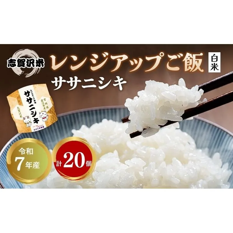 【令和7年産】レトルト ササニシキ 志賀沢米レンジアップごはん20個セット 常温 常温保存 レトルト食品 パックご飯 パックごはん ごはん ご飯 宮城 岩沼