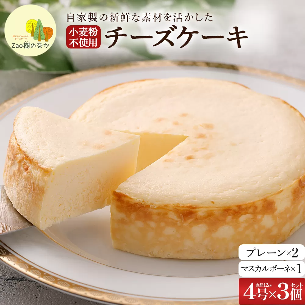 【選べる組合せ】蔵王のチーズケーキ専門店 選べるチーズケーキ＜プレーンチーズケーキ2個・マスカルポーネ1個＞　【04301-1037-2】