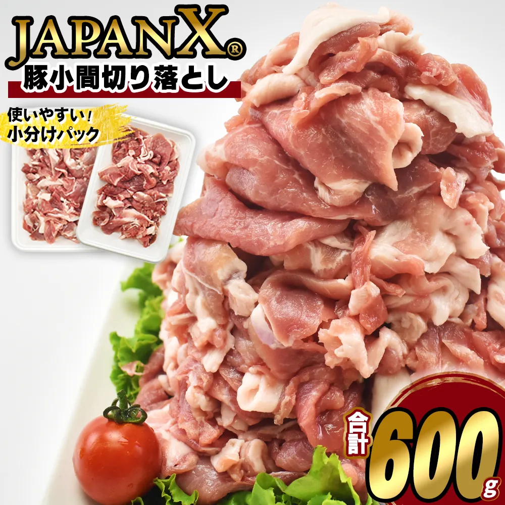 JAPAN X 豚小間切り落とし/計600g　豚肉 豚 ブランド豚 小分け 豚こま 豚小間 切落し ジャパンエックス 蔵王 人気 【04301-1103】