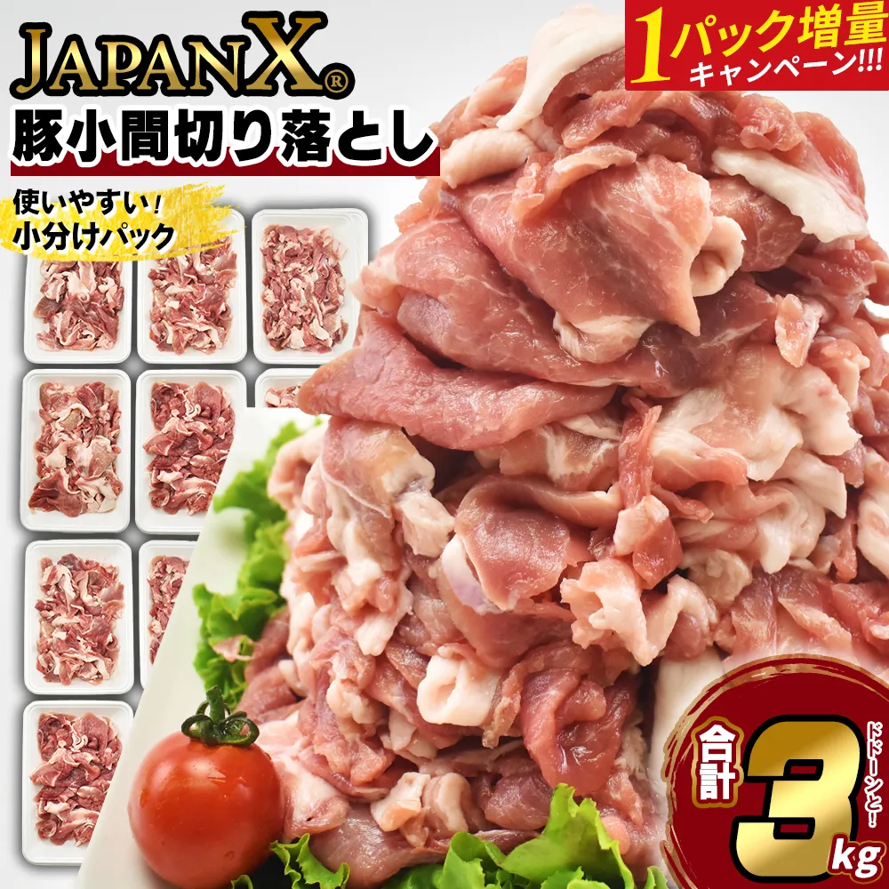 【期間限定・1パック増量キャンペーン!】JAPAN X 豚小間切り落とし/計3kg 【04301-0067】 豚肉 豚 ブランド豚 小分け 豚こま 豚小間 切落し ジャパンエックス 蔵王 人気