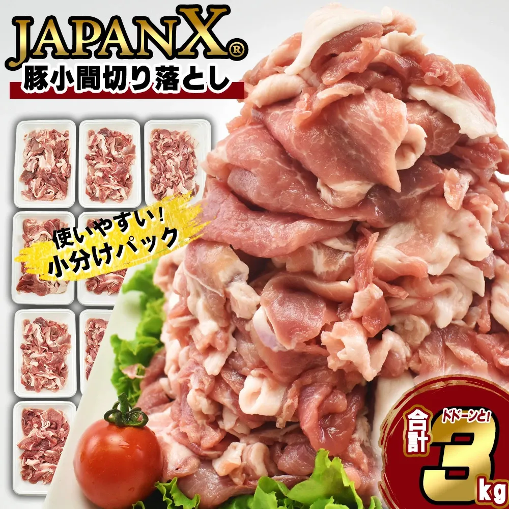 JAPAN X 豚小間切り落とし/計3kg 【04301-0067】 豚肉 豚 ブランド豚 小分け 豚こま 豚小間 切落し ジャパンエックス 蔵王 人気