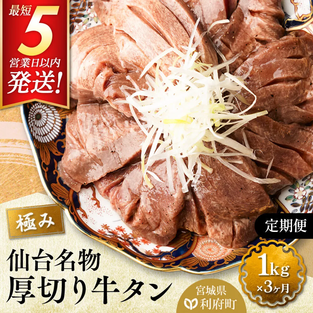 《定期便3ヶ月》仙台名物 厚切り 牛タン 塩仕込み 1kg(200g×5P) 牛たん スライス 塩味 [牛タン タン塩 希少 部位 タン中 タン元 塩ダレ タレ 小分け 仙台 名物 厚切 肉厚 おいしい 美味 牛 肉 焼肉 バーベキュー BBQ 宮城県 利府町 船田食品] 宮城県利府町