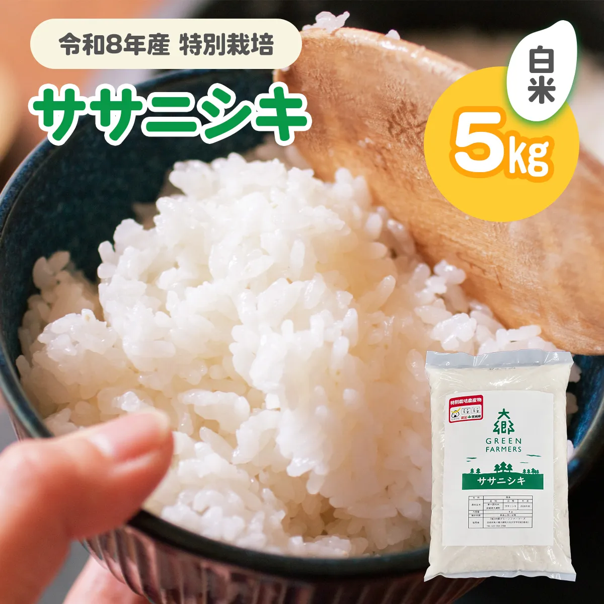 令和8年産 特別栽培 ササニシキ 白米 5kg｜2026年 宮城産 大郷町 白米 米 コメ 精米 お米 こめ 特別栽培米 ふるさと納税 新米 [0320]