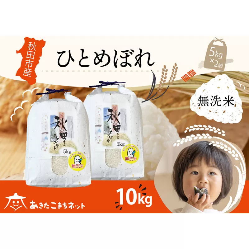 ひとめぼれ 10kg(5kg×2袋) 【無洗米】秋田市産 秋田県秋田市