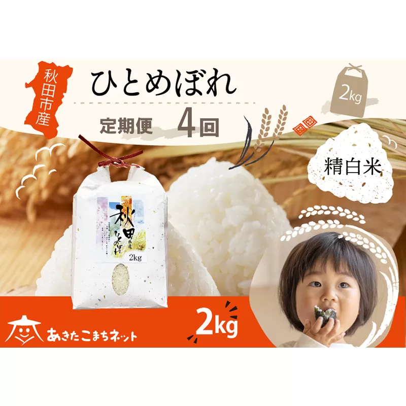 《定期便4ヶ月》ひとめぼれ 2kg 【白米】 秋田市産 秋田県秋田市