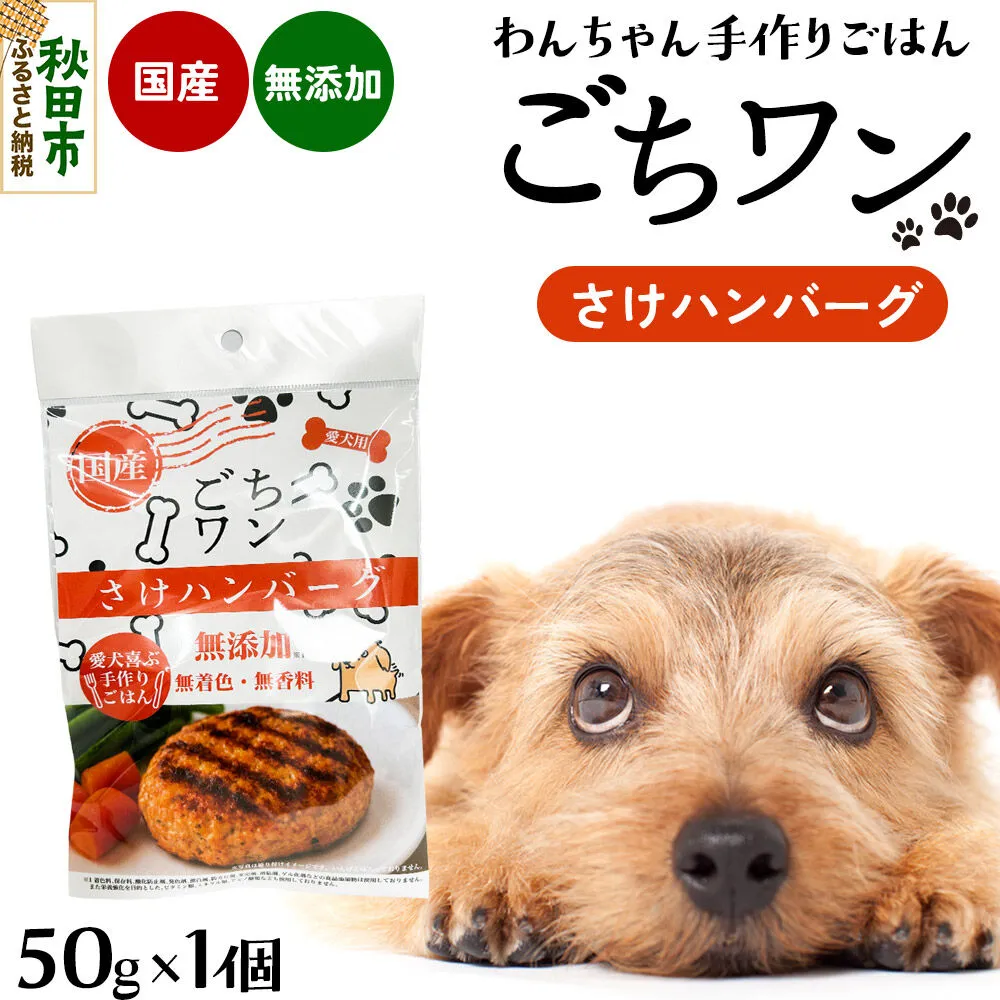わんちゃん手づくりごはん「ごちワン」さけハンバーグ（レトルト）国産 ドッグフード 無着色・無香料 [犬のごはん 犬のご飯 国産 ペット用 ペットフード] 秋田県秋田市