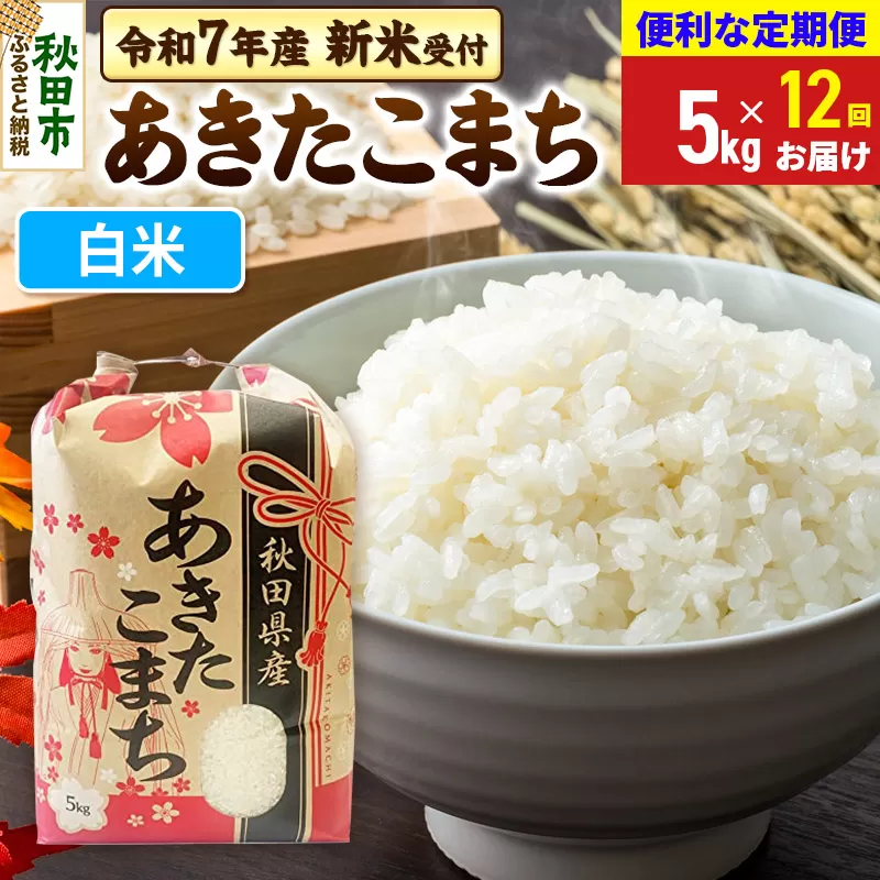 《令和7年産 新米受付》《定期便12ヶ月》 あきたこまち 5kg【白米】秋田県産 こまちライン