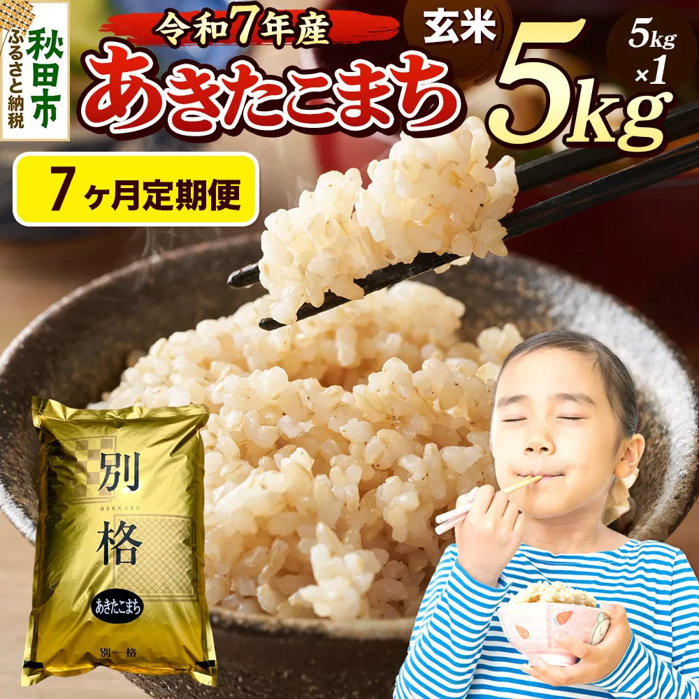 《令和7年産》《定期便7ヶ月》 米 あきたこまち 5kg 【玄米】 秋田県産 秋田県秋田市