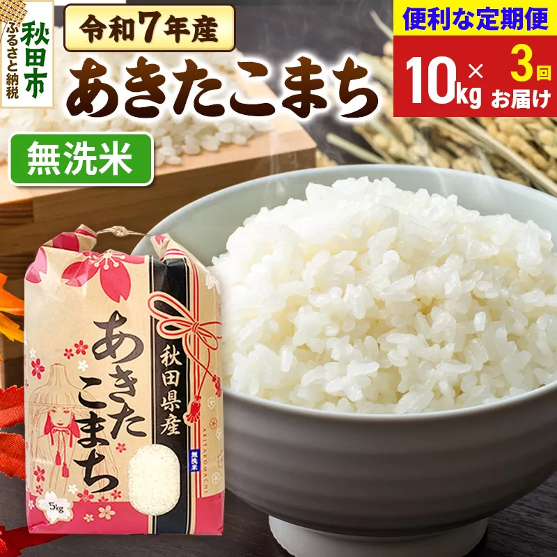 《定期便3ヶ月》 あきたこまち 10kg(5kg×2袋) 令和7年産  【無洗米】秋田県産 秋田県秋田市