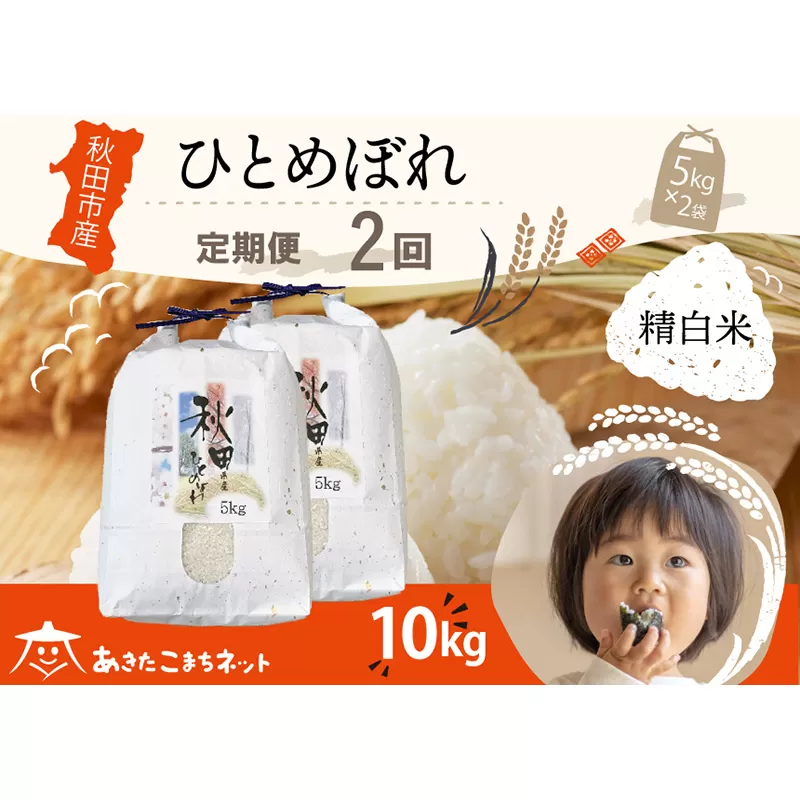 《定期便2ヶ月》ひとめぼれ 10kg(5kg×2袋)【白米】 秋田市産 秋田県秋田市