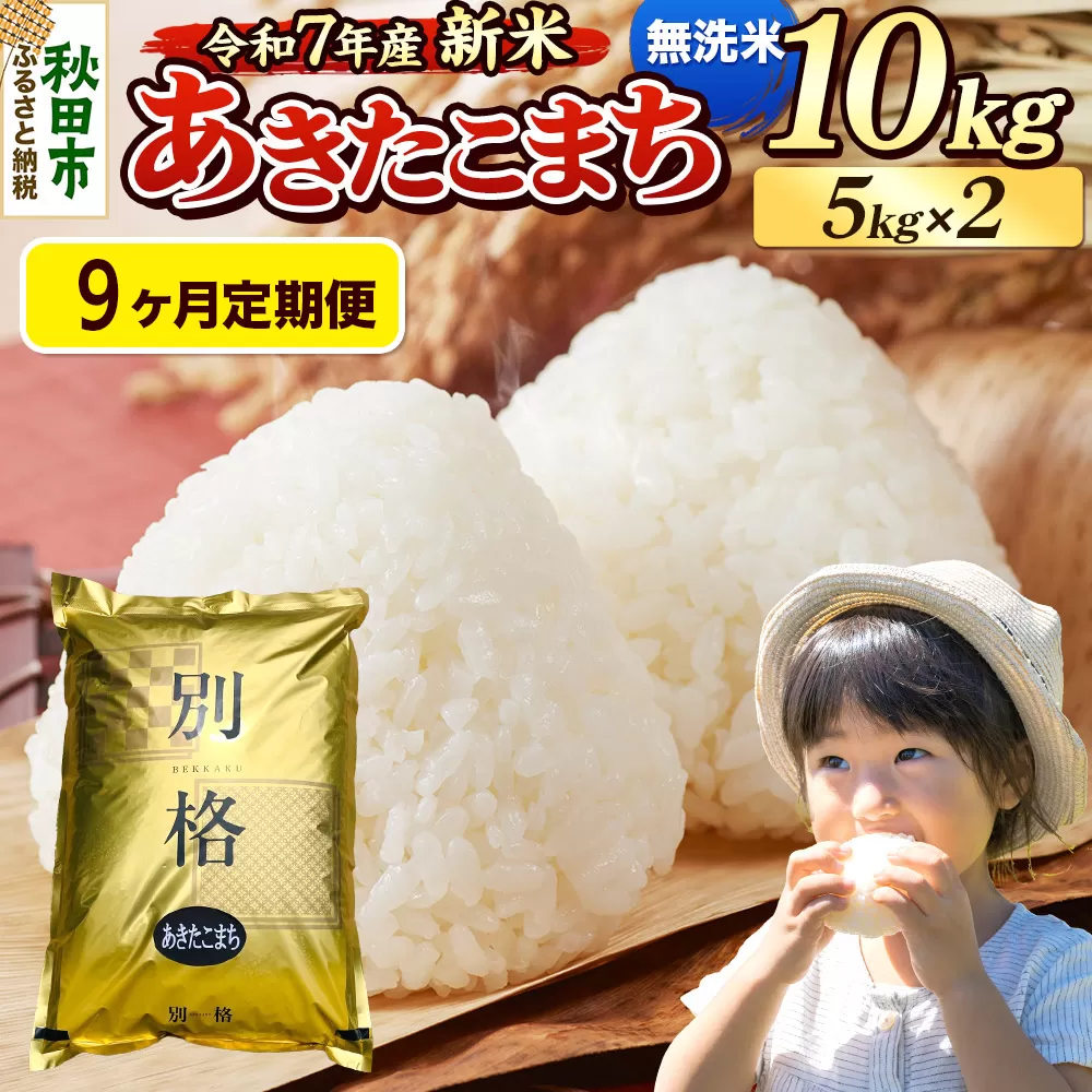 《令和7年産 新米》《定期便9ヶ月》 米 あきたこまち 10kg(5kg×2袋) 【無洗米】 秋田県産 秋田県秋田市