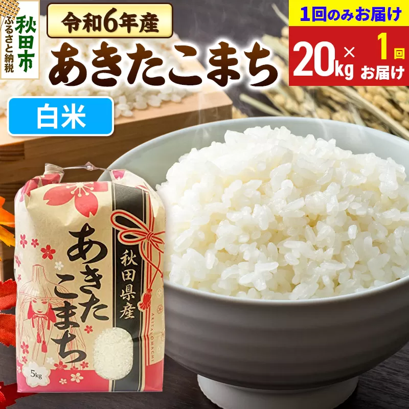 あきたこまち 20kg(5kg×4袋) 【1回のみお届け】 令和6年産 【白米】秋田県産