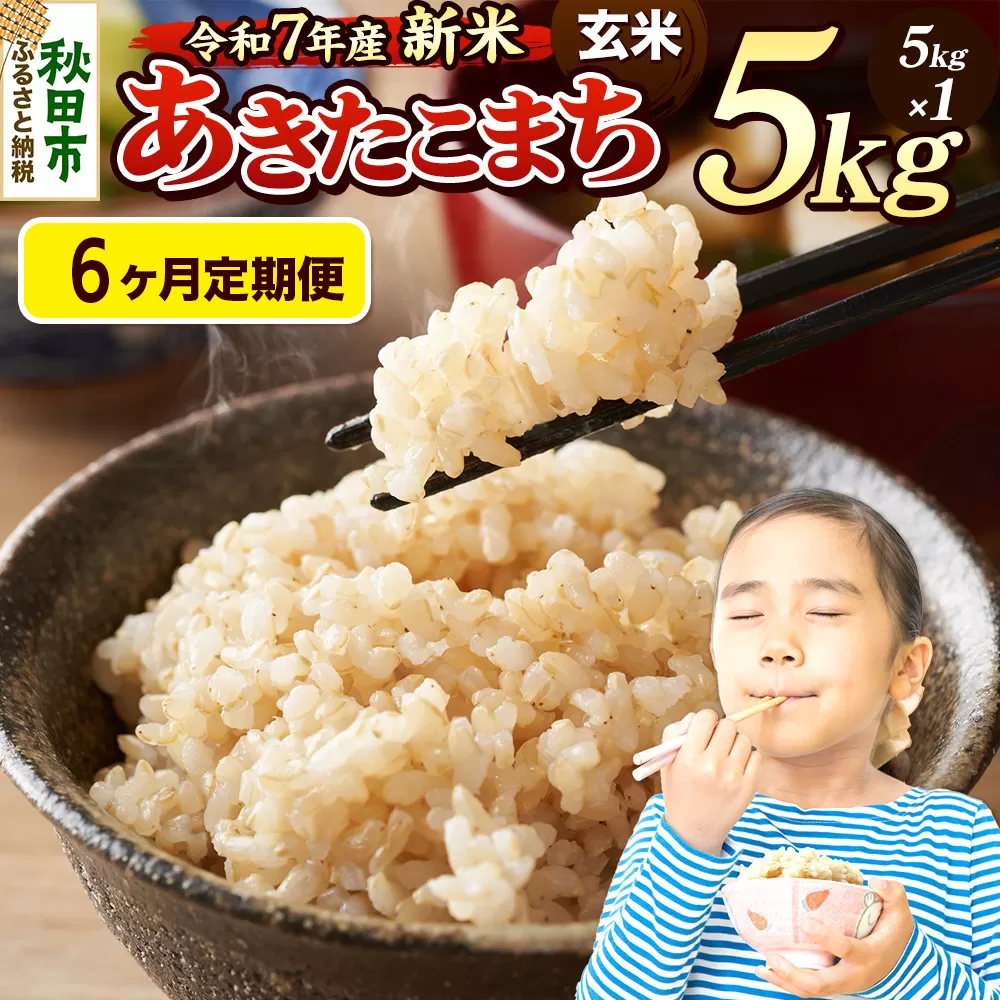 《令和7年産 新米先行受付》《定期便6ヶ月》 米 あきたこまち 5kg 【玄米】 秋田県産