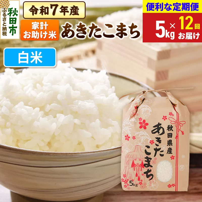《定期便12ヶ月》 あきたこまち 家計お助け米 5kg 令和7年産 【白米】秋田県産 秋田県秋田市