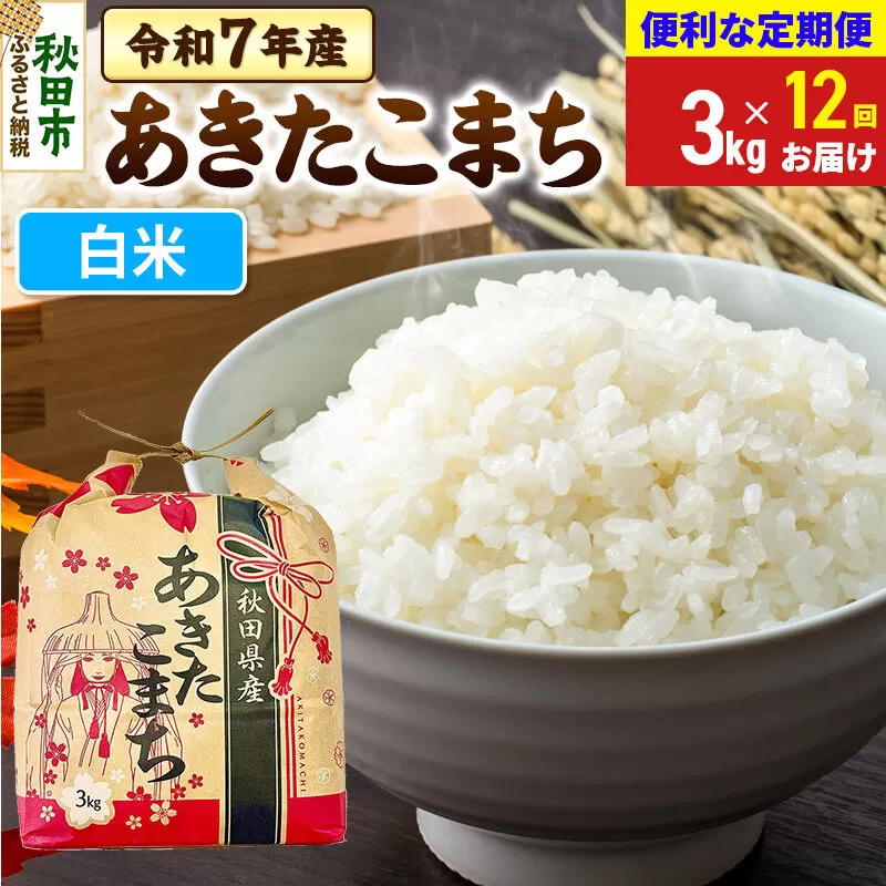 《定期便12ヶ月》 あきたこまち 3kg 令和7年産 【白米】秋田県産 秋田県秋田市
