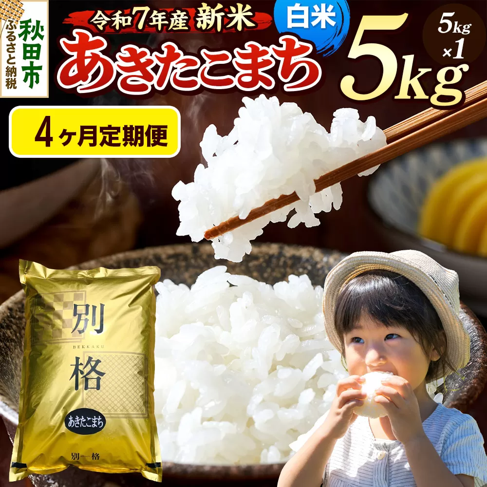《令和7年産 新米》《定期便4ヶ月》 米 あきたこまち 5kg 【白米】 秋田県産 秋田県秋田市