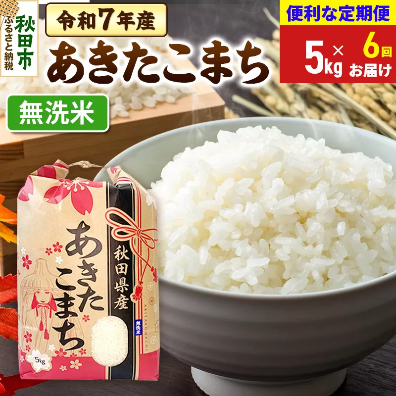 《定期便6ヶ月》 あきたこまち 5kg 令和7年産 【無洗米】秋田県産 秋田県秋田市