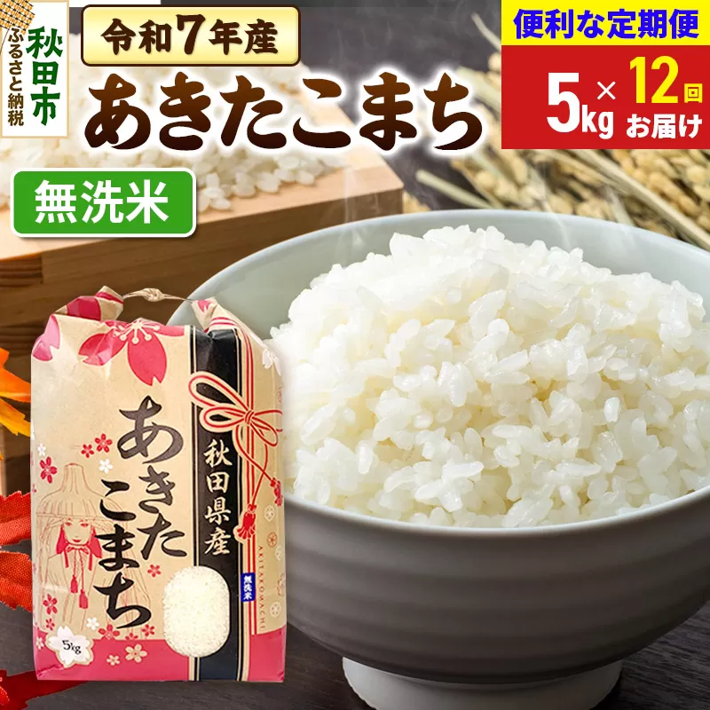 《定期便12ヶ月》 あきたこまち 5kg 令和7年産 【無洗米】秋田県産 秋田県秋田市
